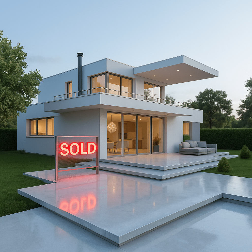 change the holographic sign to say 'SOLD' in bold red light